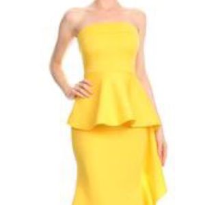 Yellow Body Con Mermaid Maxi Dress